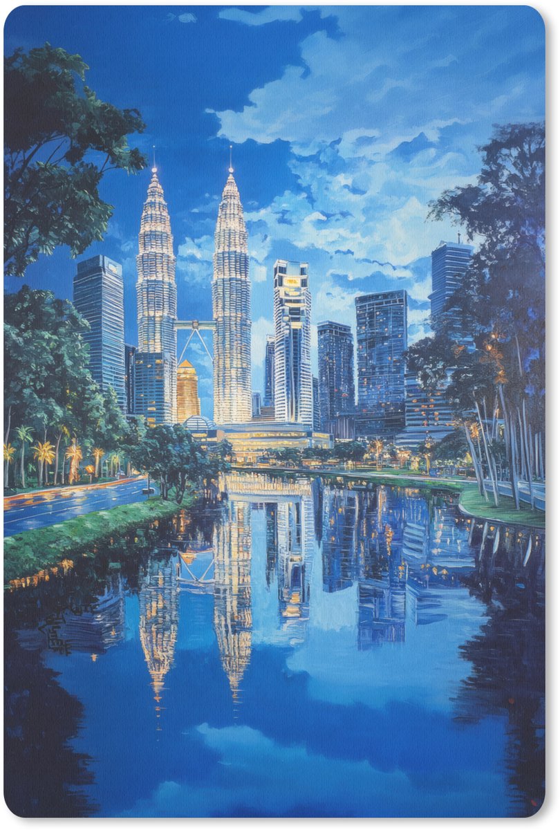 Muismat 18x27 cm - Mousepad Stad Kuala Lumpur - Skyline - Wolkenkrabbers - Water - Muismatten