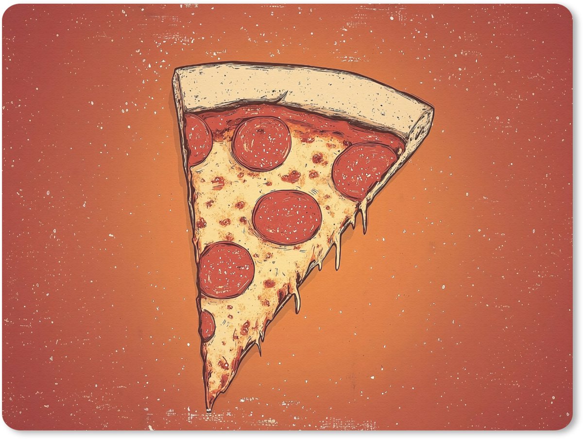 Muismat 23x19 cm - Mousepad Pizza - Kaas - Rood - Pepperoni - Muismatten