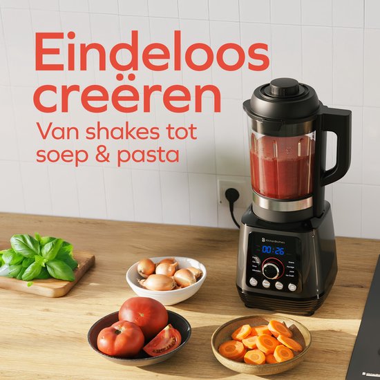 KitchenBrothers Blender - Thermoblender - 1.75L - Kookfunctie - 700+1000W - Smoothie Maker - IJscrusher - Zwart van KitchenBrothers — afbeelding 5