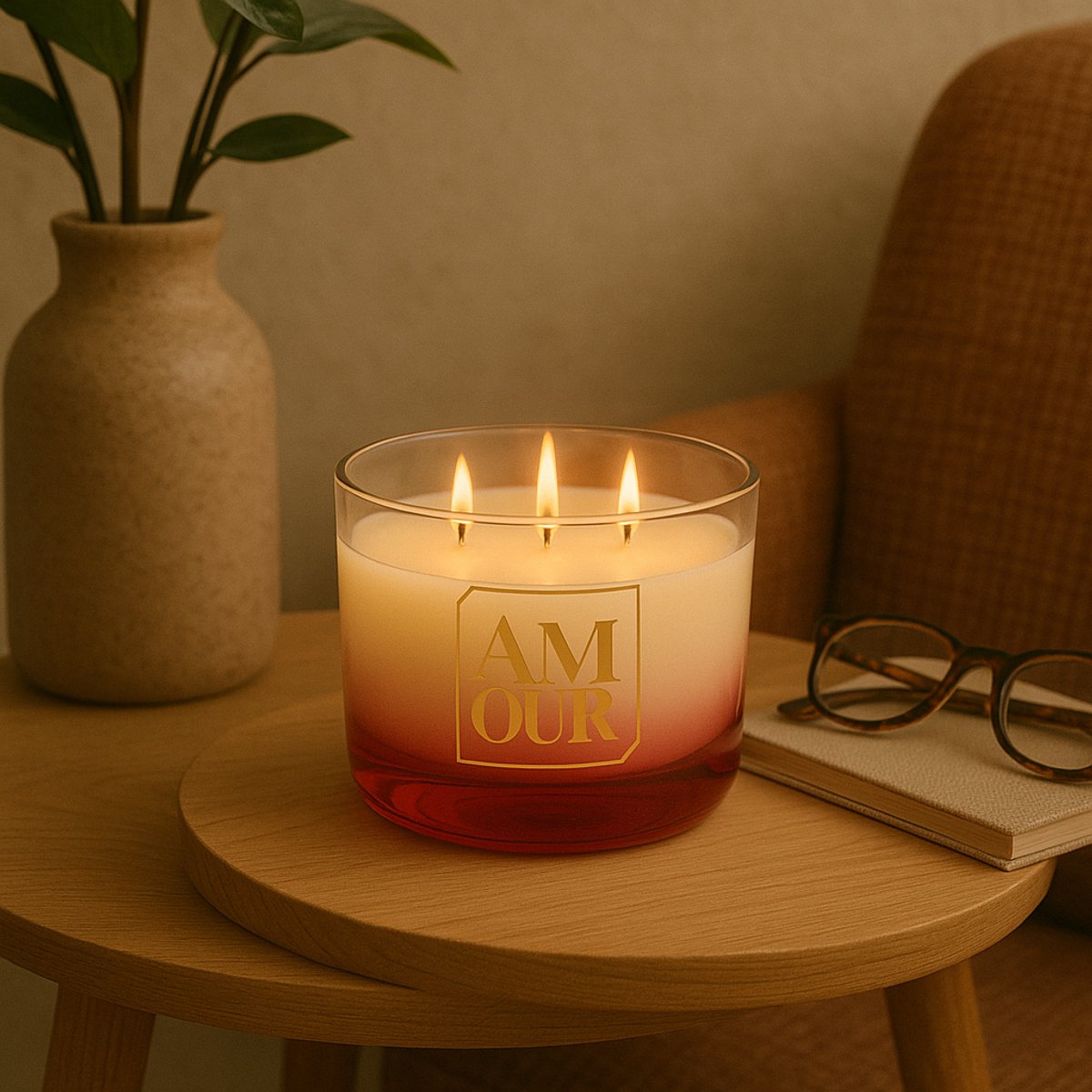 Luxe Geurkaars AMOUR met Rode Ombré Design – Sojawas Kaars in Cadeauverpakking – Romantisch Cadeau voor Valentijnsdag of Liefdevolle Gelegenheden - Rood — cadeau in VALENTIJNSDAG 🌹 - foto 2