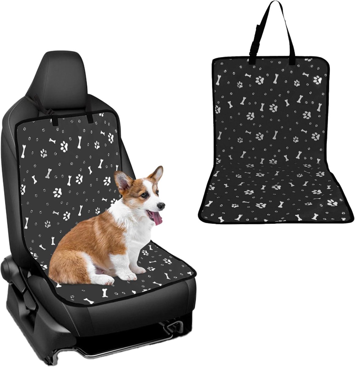 Image of 1 stuk - Autostoelhoes, hondenbeschermer voorin, universeel geschikt voor auto's, vrachtwagens, bestelwagens en SUV's 106x49cm (zwart)