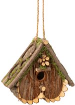 Kleurrijke Nestkastjes voor vogels - Geschikt als decoratie maar ook als nestkast voor mus, koolmees of pimpelmees het Vogelhuisje nestkast kan buiten hangen of staan - gemaakt van hout - kleur rood afm. 17 12 20