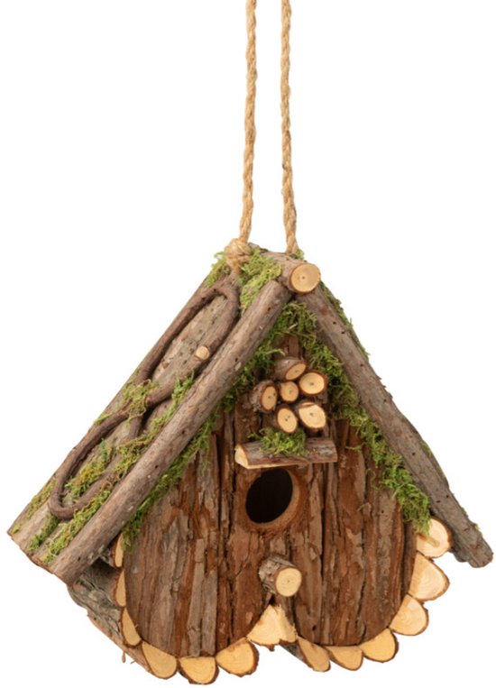 Kleurrijke Nestkastjes voor vogels - Geschikt als decoratie maar ook als nestkast voor mus, koolmees of pimpelmees het Vogelhuisje nestkast kan buiten hangen of staan - gemaakt van hout - kleur rood afm. 17 12 20