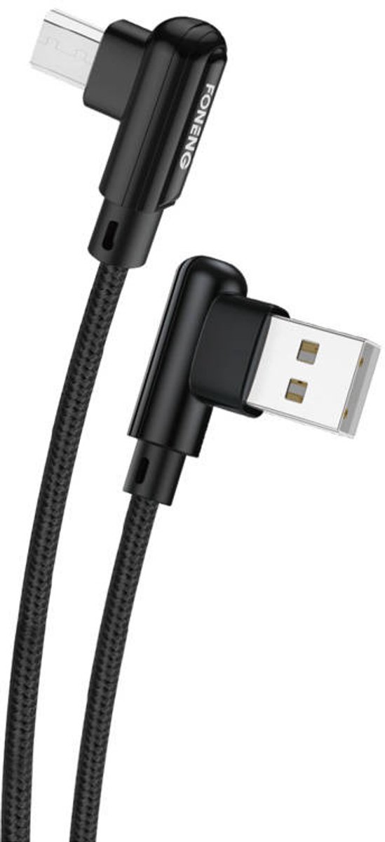 Foneng X70 Usb Naar Micro Usb Hoekkabel, 3A, 1M (Zwart)