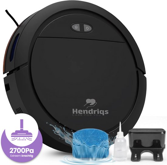 Hendriqs® - Robotstofzuiger met Laadstation en Dweilfunctie | Geschikt voor Huisdieren | Dweilrobot | Extreem hoge Zuigkracht en Accuduur