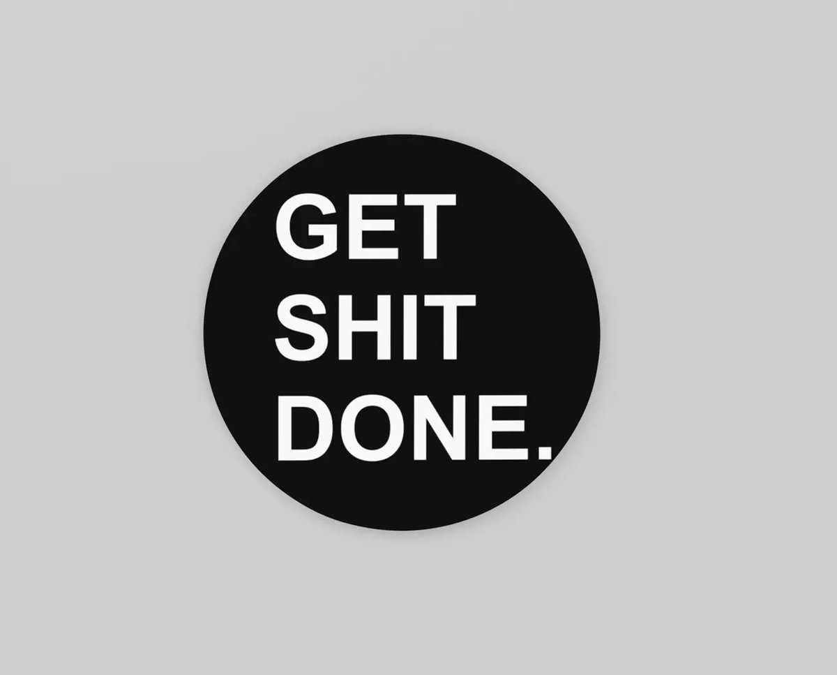 Trendex Global Rond Schilderij - Get Shit Done - Motivatie - Muurcirkel print op Dibond - 40 cm Zwart