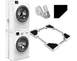 TOVBMUP Stapelkit voor wasmachine en droger - Accessoires voor wasmachine en droger - Basis voor wasmachine - Met ratelkoord - Universeel - Verstelbare maat 46-66 cm