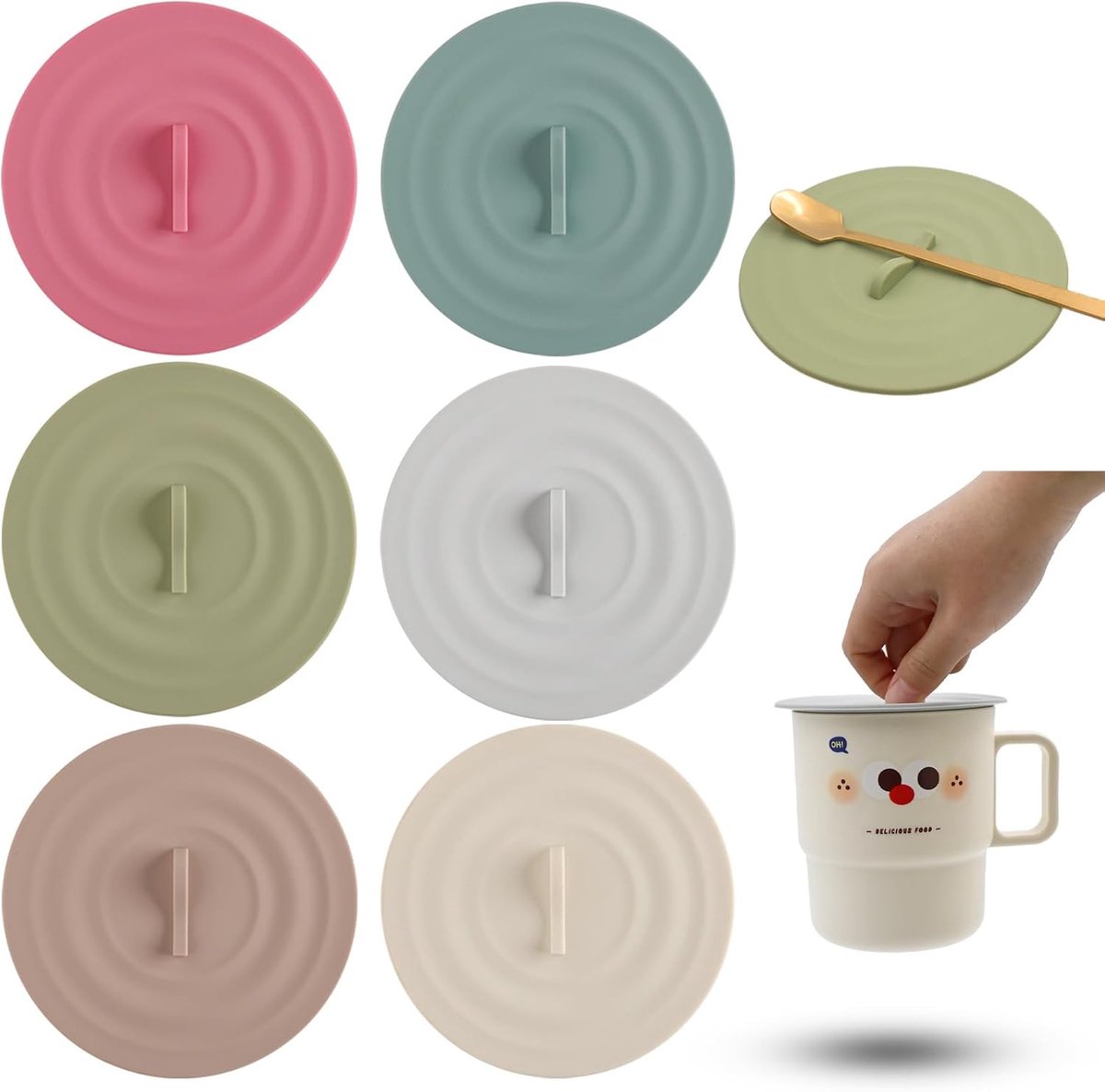 Siliconen deksels - siliconen glazen afdekkingen - siliconen kopdeksel - herbruikbaar - anti-stof - Glazen deksel - Voor drinkglazen - Koffie bierpul - lekvrije bekerdeksels voor koffie - Siliconen bekerdeksel herbruikbaar - 6 stuks