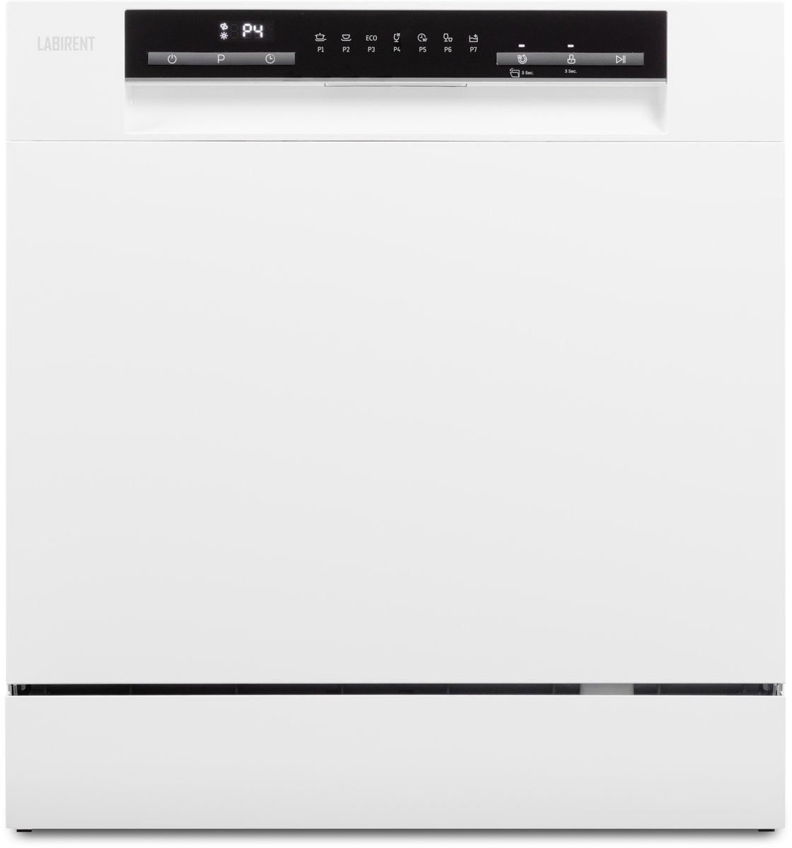 Labirent DDD08-55BM(3803A) - Mini Vaatwasser - 8 Couverts - Kleine Vrijstaande Vaatwasser - Wit