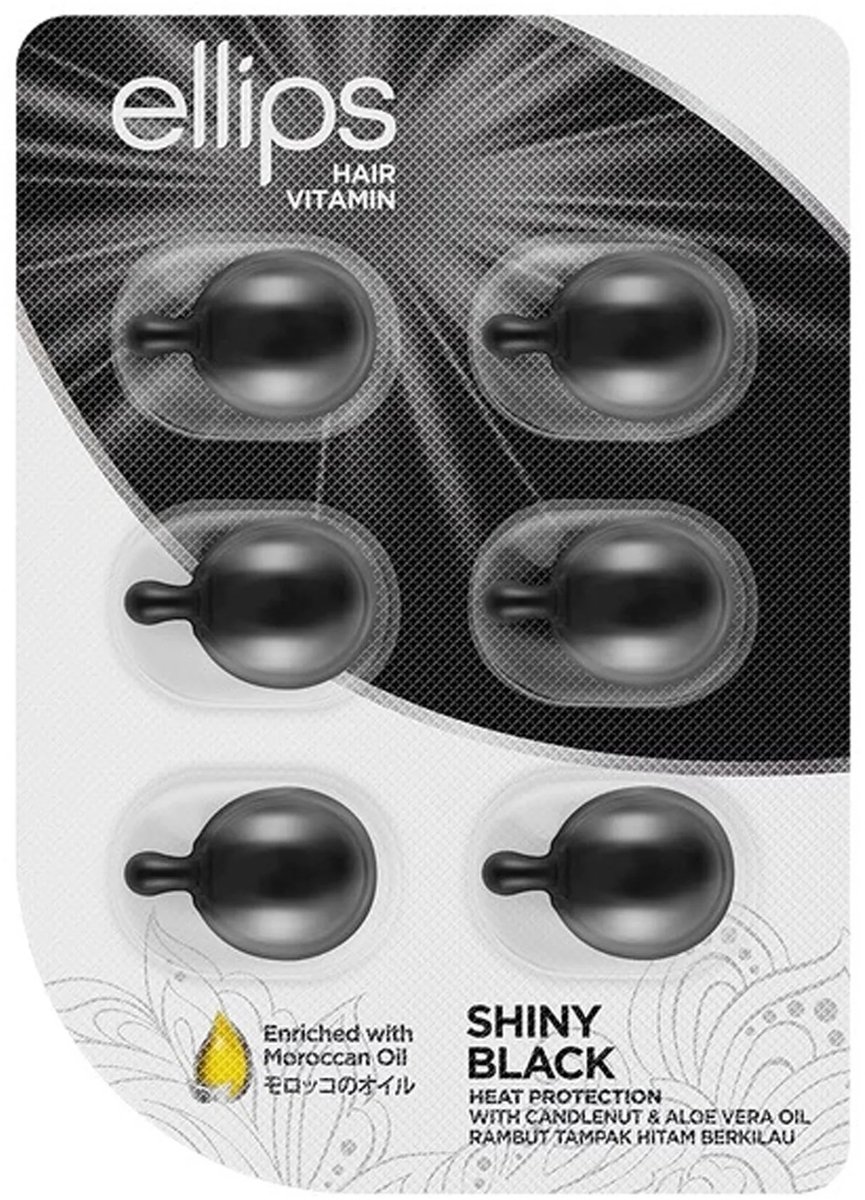 Bol.com Vitamines Ellips Shiny Black Arganolie Thermobescherming Tabletten 8 Stuks aanbieding