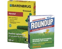 ROUNDUP® Gazon Onkruidvrij 1kg - Bestrijdt blad en wortel en spaart het gazon - Werkt tegen o.a. botterbloem, madeliefjes, klaver en paardenbloem