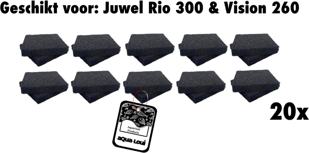 Aqua-Loui® - Koolspons - Koolpatroon - Geschikt voor Juwel - Large (L) - Geschikt voor Bioflow 6.0 - Intern filtersysteem - Aquarium - Geschikt voor Juwel: Rio 300 & Vision 260 - 20 stuks