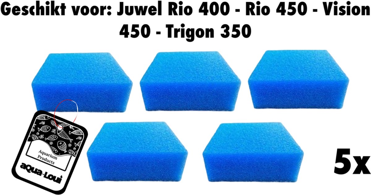 Aqua-Loui® - Filterspons Fijn - Geschikt voor Juwel - Large (L) - Geschikt voor Bioflow 6.0 - Intern filtersysteem - Aquarium - Geschikt voor Juwel: Rio 300 & Vision 260 - 5 Stuks