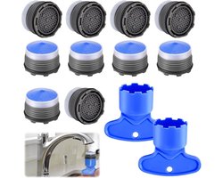 Beluchter Kraan - 10 Stuks - M16.5-beluchter - Waterbesparende Perlator - Kraanbeluchter - Kraanzeefje Voor Kranen - Kraan Opzetstuk - Kraanbeluchter met 2 mengmondstuksleutels - Geschikt voor kunststof zeef voor badkamer en keuken - Blauw