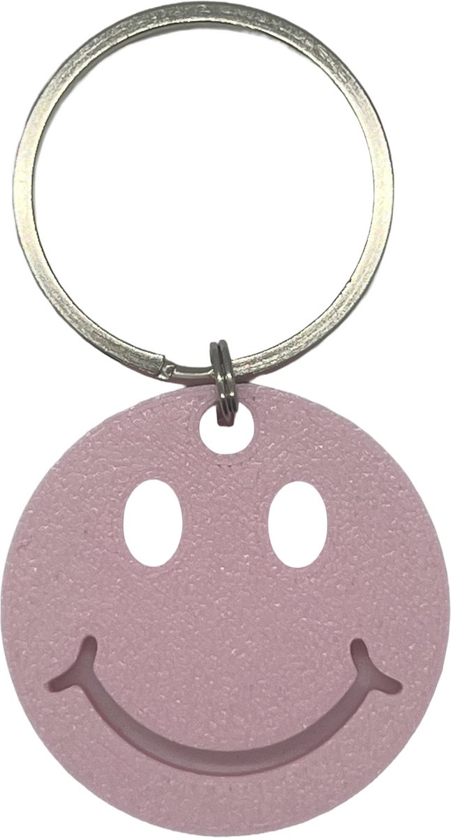 Smiley sleutelhanger Licht Roze 4 cm