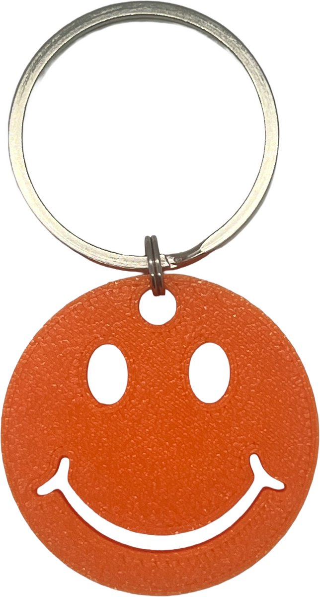 Smiley sleutelhanger Oranje 4 cm