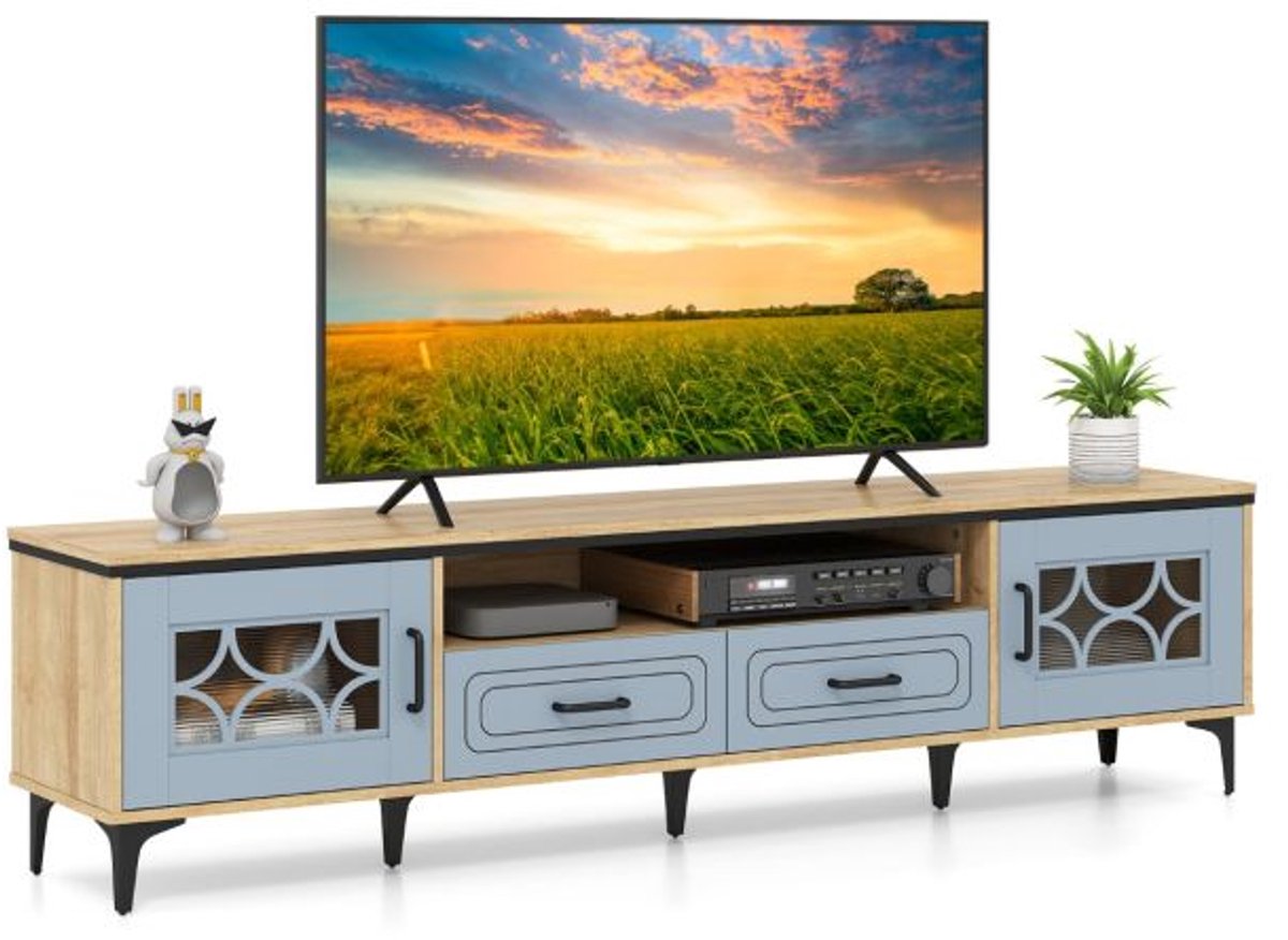 SureDeal® - TV-Meubel 180,5x35x46 cm - Naturel - Voor TV’s tot 80" - Boerderijstijl - 2 La