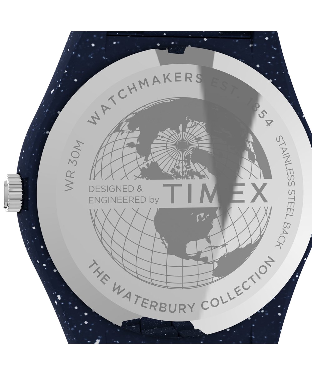 Timex Legacy Kwarts Analoog Horloge Blauw Case: 100% Recycled Material | Armband: 100% Recycled Material 42 TW2V37400YH