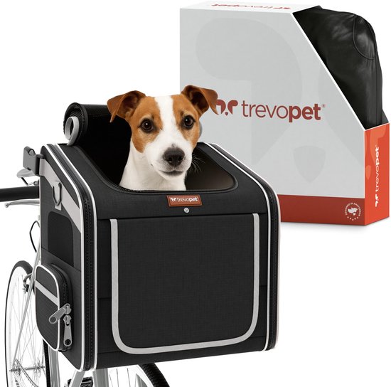 Foto: Trevopet fietsmand hond hondenmand fiets hondenfietsmand elektrische fiets hondenfietsmand fietsmand hond voorop 4 in 1 draagtas rugzak fietsmand autostoel voor honden tot 8 kg met binnenriem zachte voering zwart