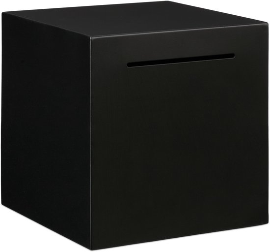 spaarpot die niet open kan - 15x15x15 cm - rvs - volwassenen - zwart