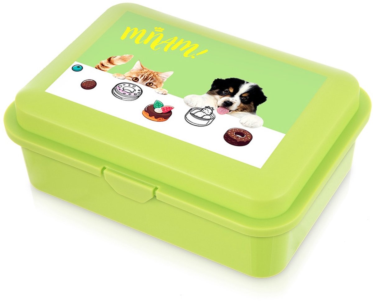 Lunchbox Groen Hond Kat 750 ml - Bento Box - Broodtrommel