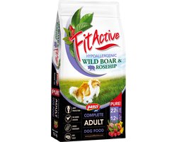 Fit Active Pure Wild Boar SMALL - Hypoallergeen hondenvoer zonder kip of tarwe - Mono eiwit hondenvoeding - Hondenbrokken met everzwijn smaak - 12kg