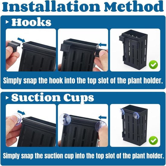 4pcs Plant Culture - Hanging Holders - Aquarium Plant Holder - Water Plant Hanger - Plant Stand for Aquariums - 8 Suction Cups - Aquascape Decorations - Plant Pot Accessories van Merkloos	 — afbeelding 5