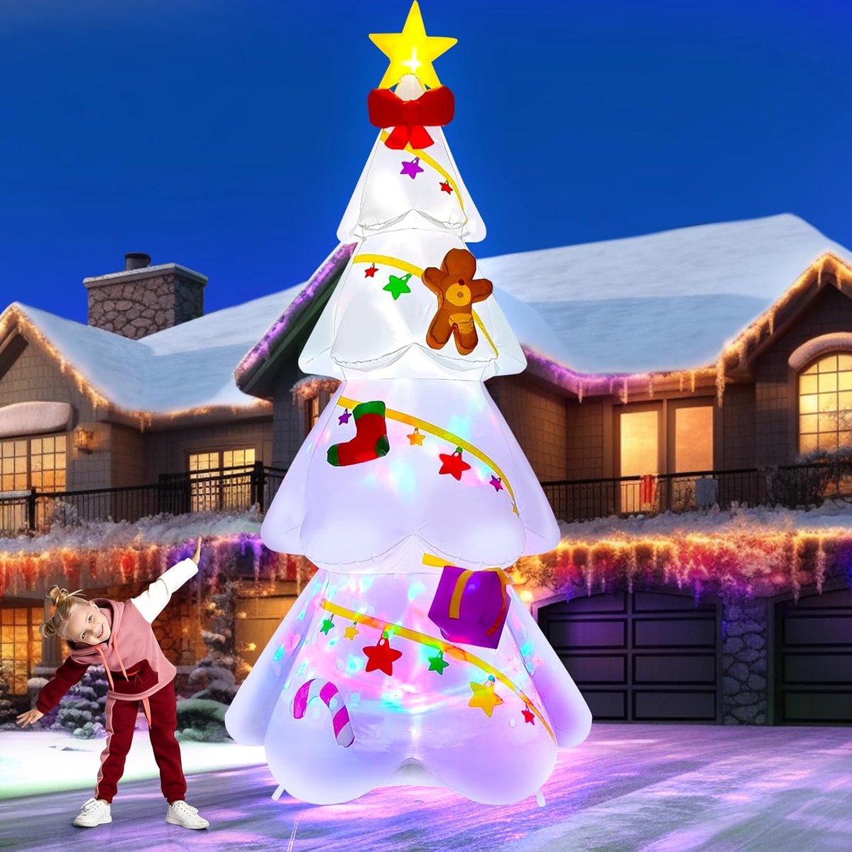 EBANKU Inflatable Christmas Tree Christmas Tree White Christmas Tree with Gift Box Decorat