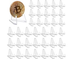 XIATIAN 36 Pieces Acrylic Card Stand, Coin Stand, Plastic Stand, Transparent Acrylic Easel Holder for Coins, Pocket Watches, Medals