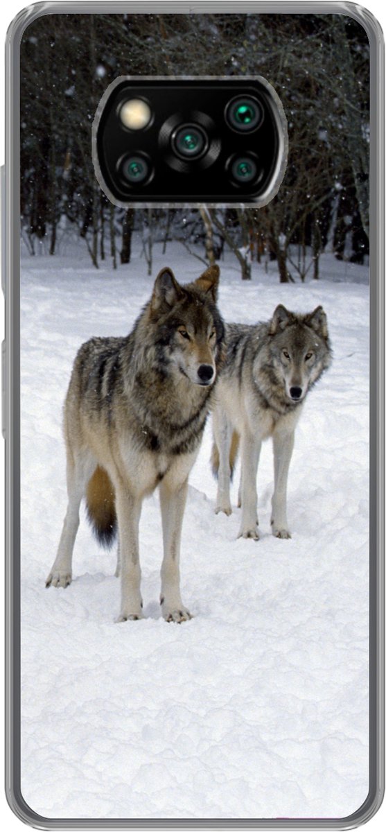 Telefoonhoesje Geschikt voor Xiaomi Geschikt voor Poco X3 NFC hoesje - Wolf - Sneeuw - Canada - Siliconen Telefoonhoesje Telefoonhoesje