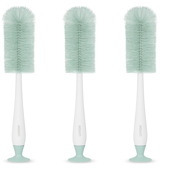 LUVION® 2-in-1 Flessenborstel Set (3 stuks) - Inclusief baby fles en speen borstel - Mintgroen