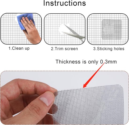 10pcs Raam Screen Reparatie Patches - 10x10cm Zelfklevende Screen Raam Mesh Reparatie Tape voor Repareren van Raam Screens - Deuren - Tenten - Netten van Merkloos	 — afbeelding 3