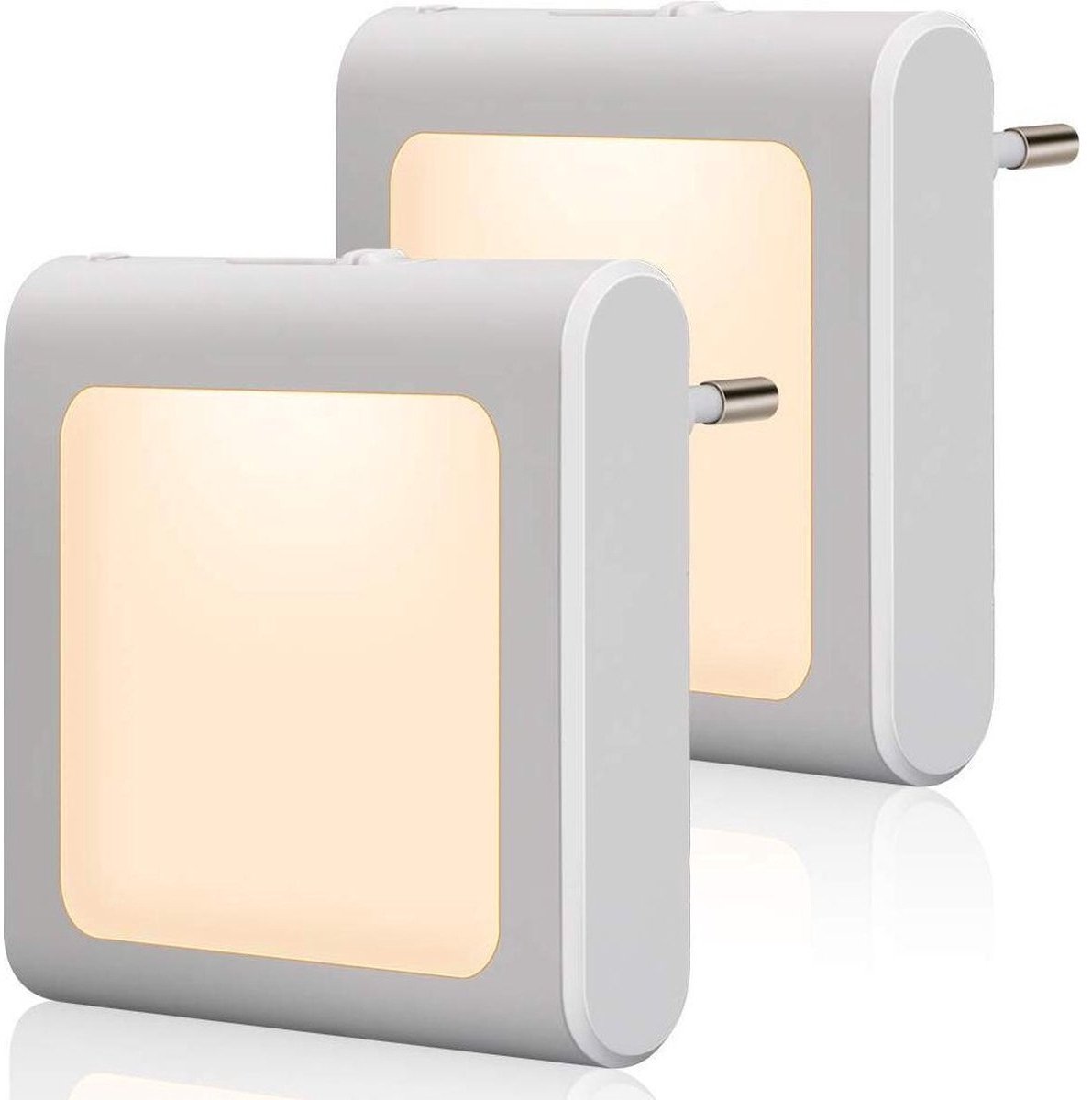 EXCITAT Nachtlampfitting - met schemersensor - 2 lampkoppen - traploos instelbare lichtsterkte - ideaal geschikt voor kinderkamers, trappenhuizen, slaapkamers, keukens - kan worden gebruikt als richtingsverlichting - warm wit licht