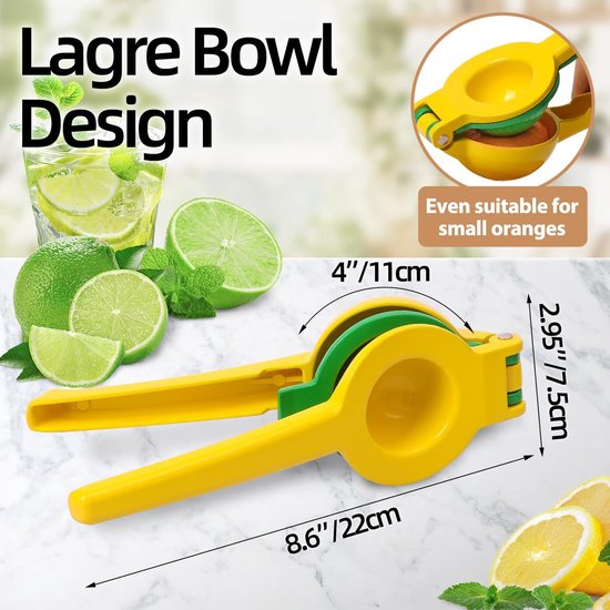 Citruspers - 2-in-1 handmatige citroenpers - Citroenpers - Sinaasappel juicer - Handmatig - Handmatige sapcentrifuge - Limoenpers - Keukenbargereedschap - Handmatige Fruitpers - Lemon squeezer — afbeelding 3