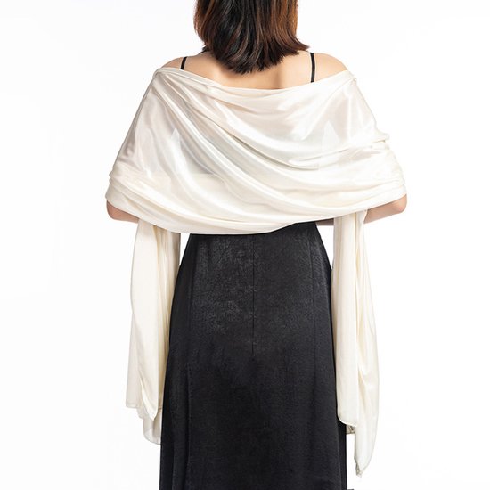 Sjaal Dames - Omslagdoek - 200x70 cm - Beige - Zacht & Huidvriendelijk - Elegante Lichtgewicht - Glans Van Zijde - Dunne Omslagsjaal - Sjaal Voor Dames - Damessjaal - Stola - Neksjaal - Dames Sjaal - Omslagdoek Sjaal - Cadeautje - All Seasons