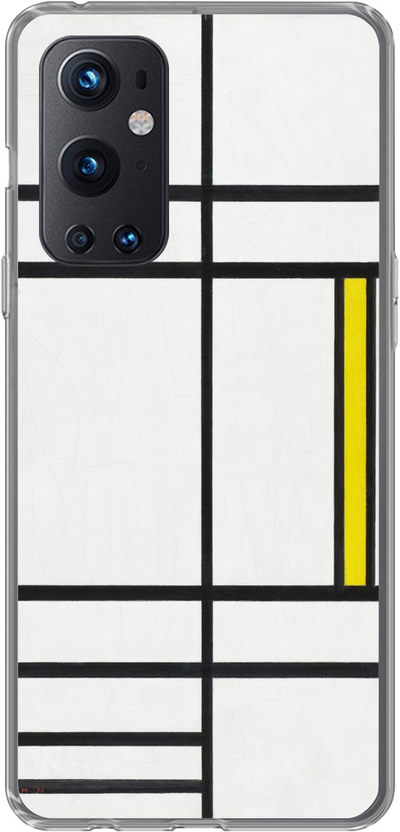 Telefoonhoesje Geschikt voor OnePlus 9 Pro hoesje - Compositie in wit, rood en geel - Piet Mondriaan - Siliconen Telefoonhoesje Telefoonhoesje