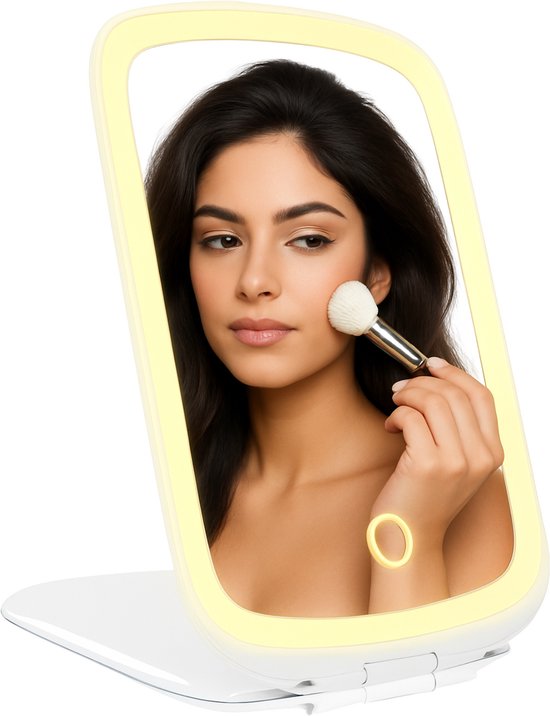 Miroir de maquillage de voyage MOONIE'S® avec éclairage LED- Rechargeable - 3 modes d'éclairage - Wit
