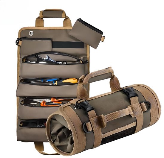 Foto: Tool roll organizer gereedschapstas auto klus 4 grote vakken autostoel kofferbak organizer compact draagbaar tot 15 kg per vak