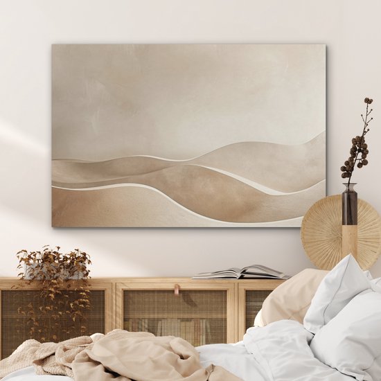 Panneau mural acoustique 100x70 cm - Peinture Feutre Beige - Nature - Abstrait - Moderne - Panneaux acoustiques - Décoration murale insonorisante - Isolation phonique salon - Décoration murale panneaux sonores