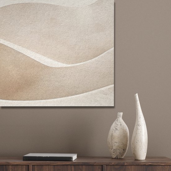 Panneau mural acoustique 100x70 cm - Peinture Feutre Beige - Nature - Abstrait - Moderne - Panneaux acoustiques - Décoration murale insonorisante - Isolation phonique salon - Décoration murale panneaux sonores