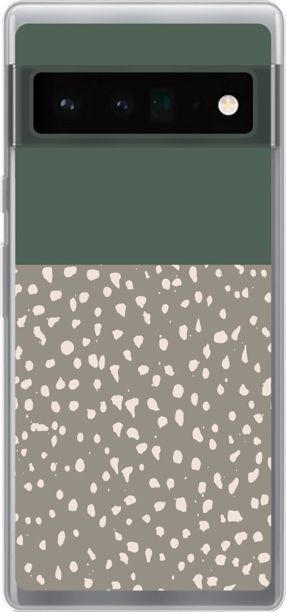 Telefoonhoesje Geschikt voor Google Pixel 6 Pro hoesje - Stip - Groen - Patronen - Siliconen Telefoonhoesje Telefoonhoesje