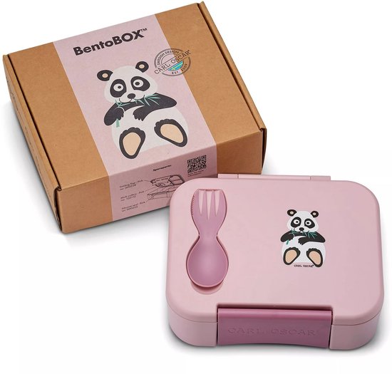 Boîte à bento Carl Oscar – Panda – Rose clair – Sans BPA – 3 compartiments – Boîte à lunch pour Enfants – Ø 18,3 x 15,3 x 5,7 cm