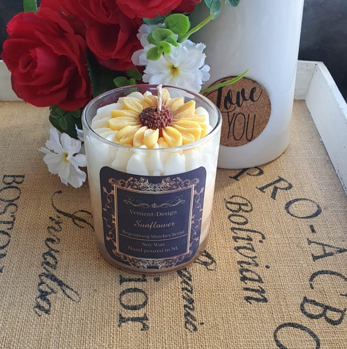 Sunflower Candle - Handmade bij Venient Design