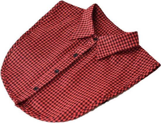 Los blouse kraagje - rood/zwart geruit | Dames & heren kraagje | bol.com
