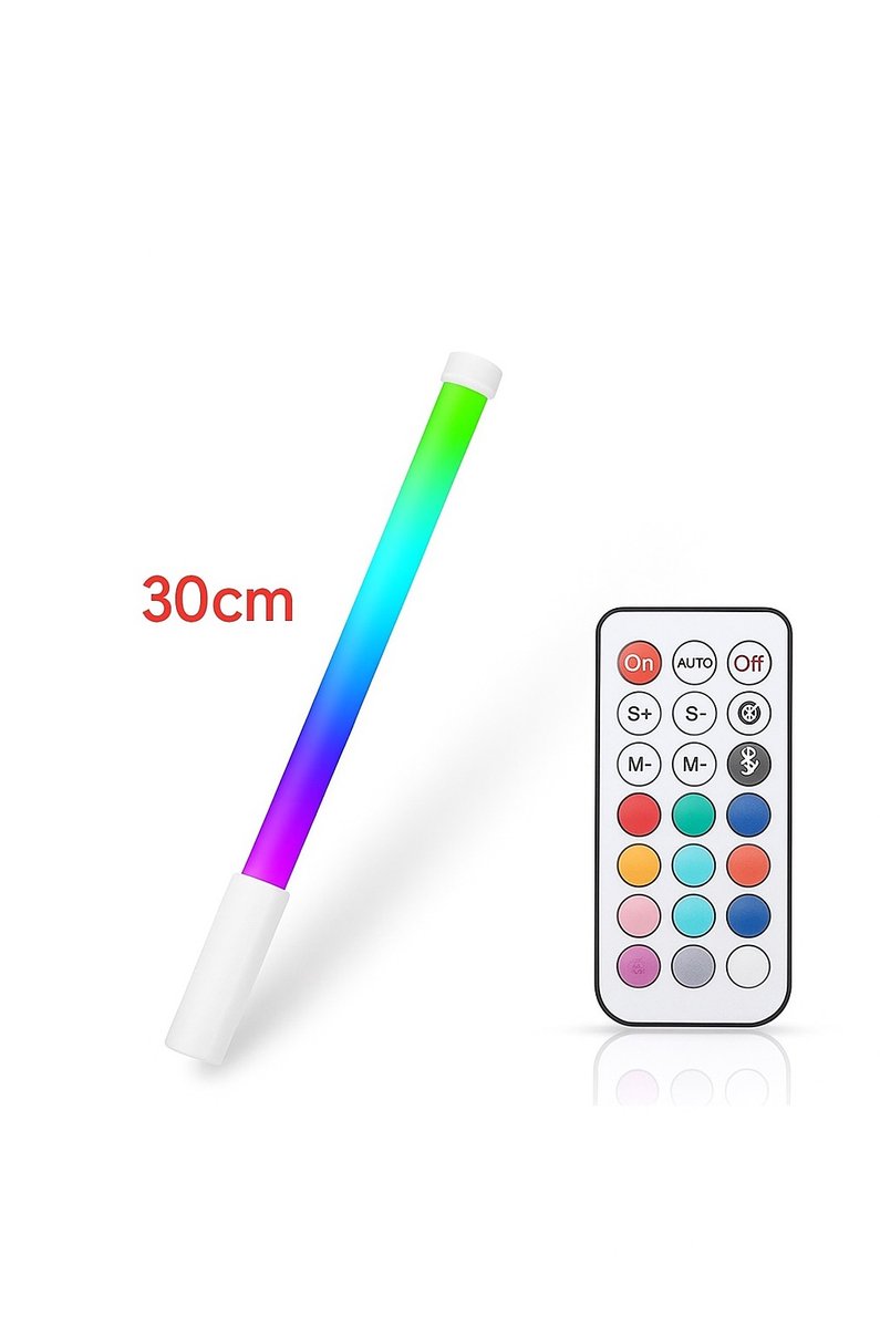 Gekleurde Lichtstaaf Draadloos - RGB Gekleurde verlichting - 30 cm - met Afstandsbediening - Oplaadbaar