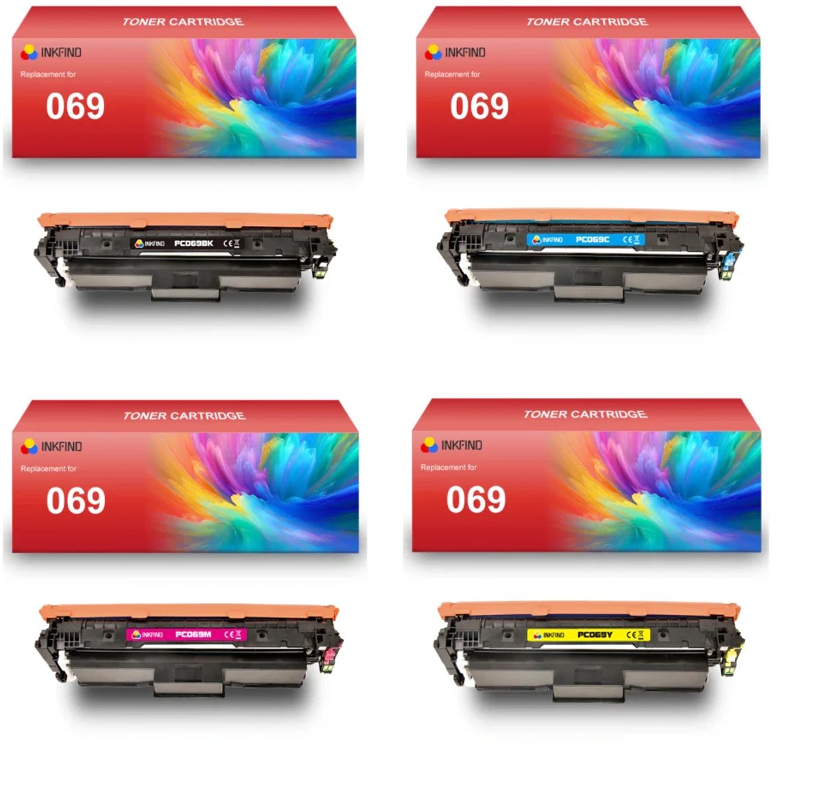 INKFIND 069 tonercartridge multipack van 4 stuks (Zwart+Cyaan+Magenta+Geel) compatibel met Canon cartridge 069 toner cartridge (Zwart+Cyaan+Magenta+Geel) - 4-pack BK/C/M/Y