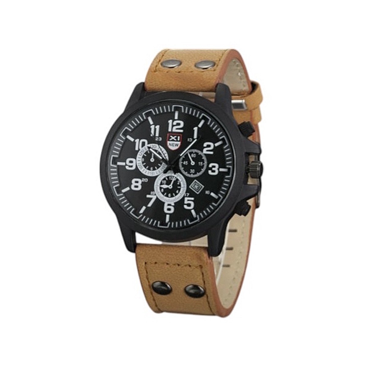 XI New Horloge - Camel | Ø 40 mm | Kunstleder | Herenhorloge | Fashion Favorite