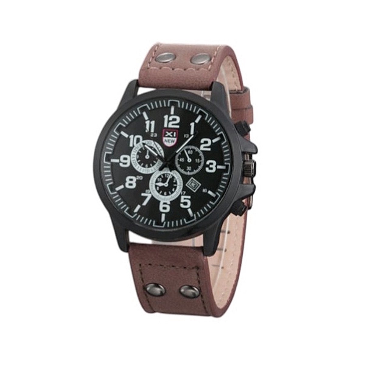 XI New Horloge - Bruin | Ø 40 mm | Kunstleder | Herenhorloge | Fashion Favorite