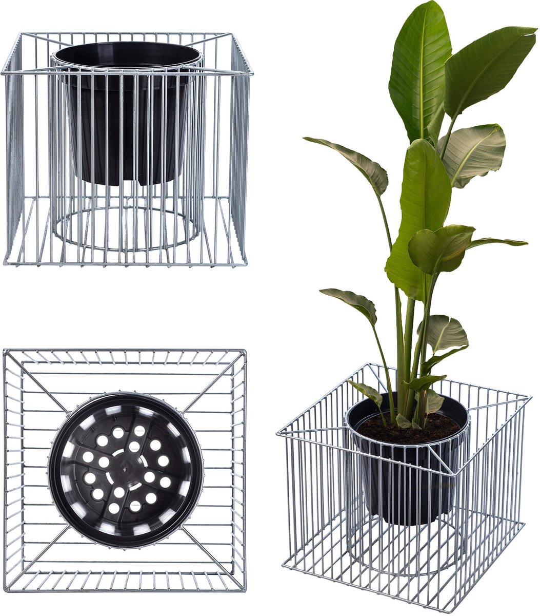 KADAX Plantenmand voor schanskorf, bloempot voor buiten, bloemen, tuin, terras, vierkante plantenbak van verzinkt staal, steenkorf, plantenbak, decoratie, weerbestendig (48 x 48 x 39 cm)