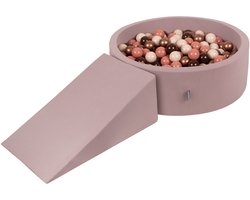 KiddyMoon Speeltuin PPZP-OK30D-112 met ballen heide: bruin-koper-pastel-beige-haar zwembad 100 met wig, Speeltuin